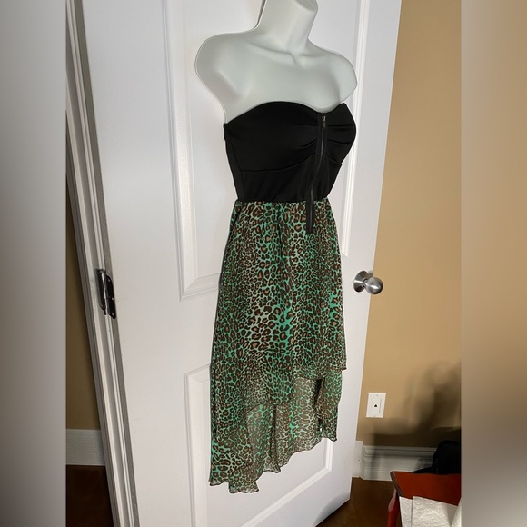 Eclipse Flowing Dress Top Leopard Animal Print Padded Bust  Lined Zipper Front - Picture 3 of 9